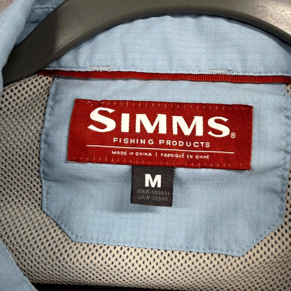 Simms Intruder BiComp Fishing Shirt Mens Medium Blue Gray Snap Button Up Angler - Picture 9 of 11
